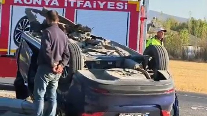 Konya Seydişehir’de Otomobil Takla Attı: 1’i Çocuk 3 Yaralı